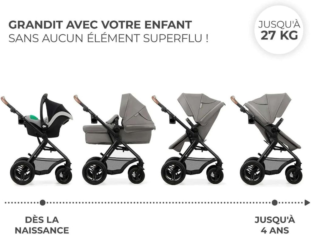 2026 Kinderkraft MOOV2 Silla de Coche 3 en 1, EVA, Mink PRO I-Size, Sistema de Viaje, Cochecito para Bebé, Silla de Paseo, Plegable, para Recién Nacido, Desde el Nacimiento hasta los 3 Años, Gris
