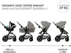 2026 Kinderkraft MOOV2 Silla de Coche 3 en 1, EVA, Mink PRO I-Size, Sistema de Viaje, Cochecito para Bebé, Silla de Paseo, Plegable, para Recién Nacido, Desde el Nacimiento hasta los 3 Años, Gris