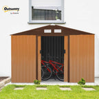 2026 Outsunny Caseta de Jardín Exterior 4,9 m² 277x195x192 cm Cobertizo de Jardín Exterior con Puerta Corredera Techo Inclinado Base Refuerzo (Suelo NO Incluido) y 4 Ventanas Amarillo