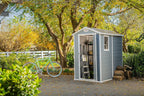 2026 Keter Manor 4X6 - Caseta de jardín, 130x192x198cm y 2,2m2, Suelo, Sistema de ventilación, Puerta y Ventana, Resistente al Agua, Color Gris