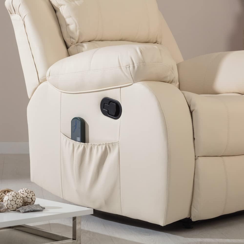 2026 Don Descanso - Sillón Masaje Relax Calor Trevi Negro Reclinable 160º con 8 Motores Silenciosos, Calor Lumbar, Sist. Masaje 4 Zonas y Acabado en PU Anti-Cuarteo [Incluye Mando]. Ideal Gente Mayor