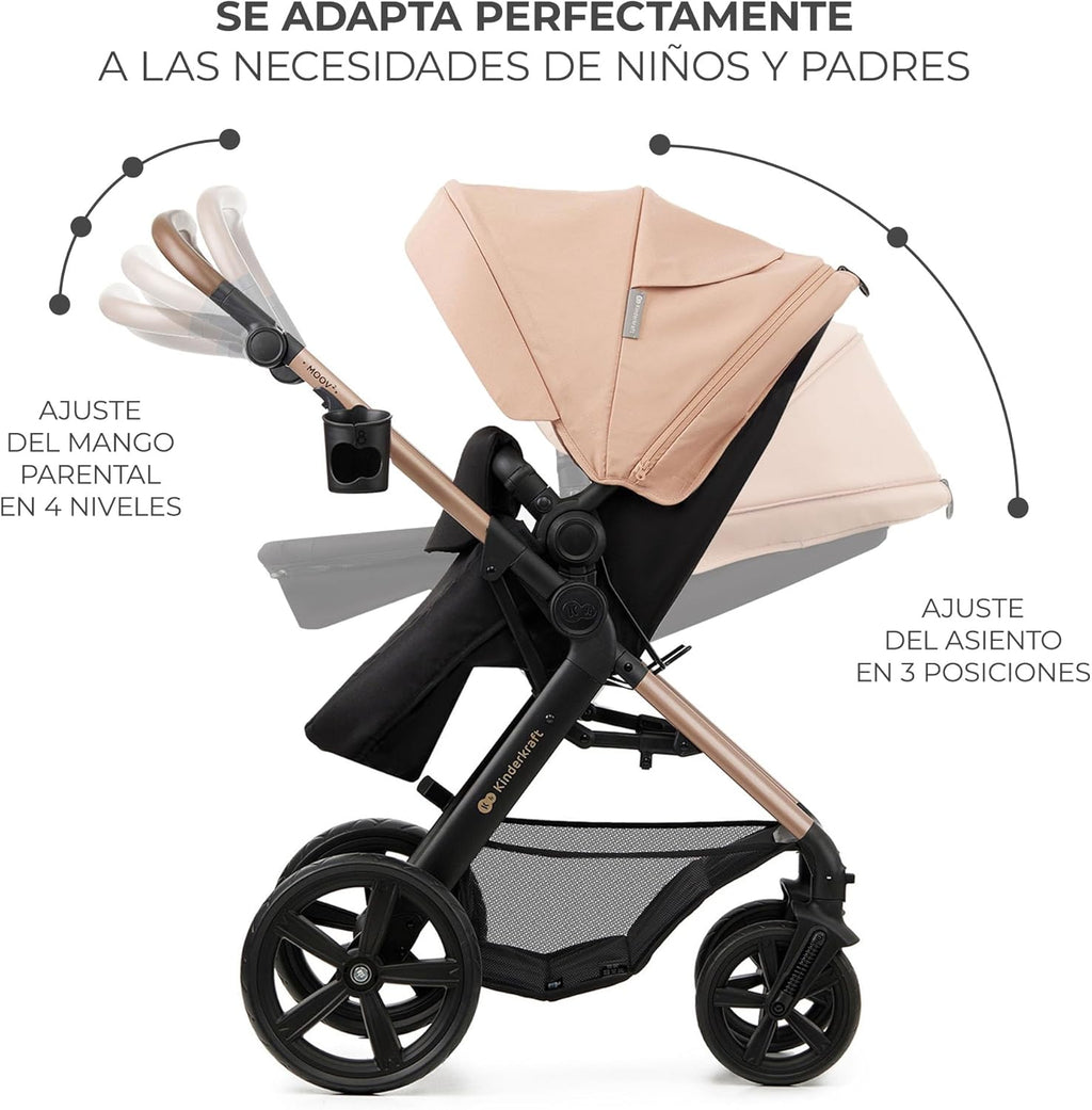 2026 Kinderkraft MOOV2 Silla de Coche 3 en 1, EVA, Mink PRO I-Size, Sistema de Viaje, Cochecito para Bebé, Silla de Paseo, Plegable, para Recién Nacido, Desde el Nacimiento hasta los 3 Años, Gris