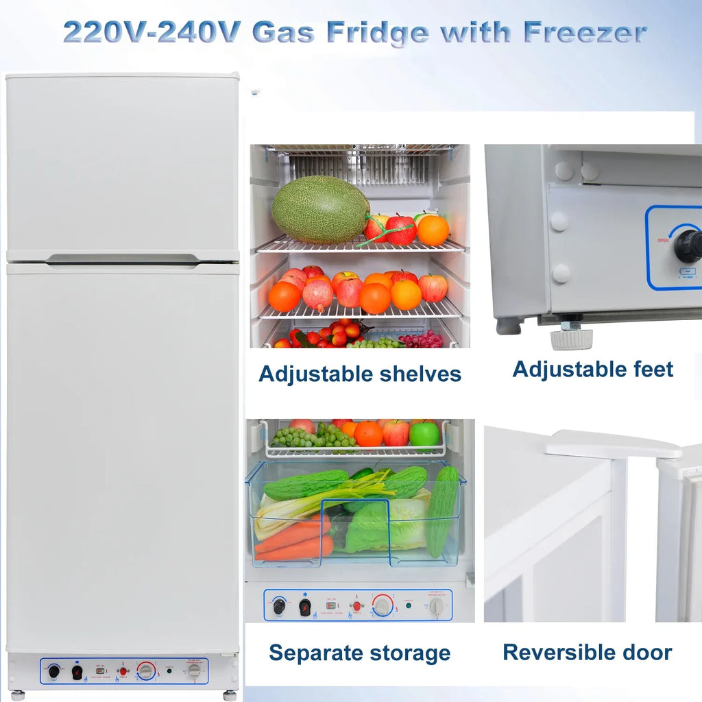 2026 Nuevo refrigerador de propano de 9.4 pies cúbicos 64 pulgadas de alto con congelador para camper y motorhome