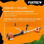 2026 FUXTEC Desbrozadora profesional de gasolina de 62 cc, 3,5 CV, Multiherramienta 2en1, con correa para el hombro, sistema antivibratorio recortadora multifunción Motor 2 tiempos