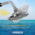 2026 Arebos Ducha Solar | 35 litros | 216cm | con termómetro Integrado | Incl.Portada | Cabezal de Ducha Redondo | con Ducha de pies | Ducha de jardín con conexión para Manguera de jardín | Negro