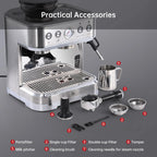 2026 Nuevo máquina de espresso todo en uno con espumador de leche cafetera cappuccino y latte para barista en casa con molinillo integrado depósito de agua desmontable 85oz regalo para padres o amantes del café