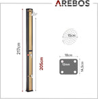 2026 Arebos Ducha Solar | 35 litros | 216cm | con termómetro Integrado | Incl.Portada | Cabezal de Ducha Redondo | con Ducha de pies | Ducha de jardín con conexión para Manguera de jardín | Negro