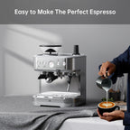 2026 Nuevo máquina de espresso todo en uno con espumador de leche cafetera cappuccino y latte para barista en casa con molinillo integrado depósito de agua desmontable 85oz regalo para padres o amantes del café