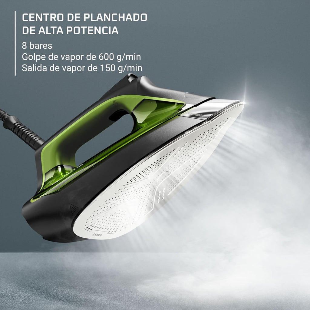 2026 Silence Pro -Centro de planchado, autonomía ilimitada, 8 bares, golpe vapor 600 g/min, suela Microsteam, función ECO y depósito cal, 1.3 litros, Color Negro Y Gris DG9248