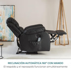 2026 Don Descanso - Sillón Masaje Relax Calor Trevi Negro Reclinable 160º con 8 Motores Silenciosos, Calor Lumbar, Sist. Masaje 4 Zonas y Acabado en PU Anti-Cuarteo [Incluye Mando]. Ideal Gente Mayor