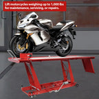 2026 Nuevo elevador hidráulico para motocicleta capacidad 1000 lb tipo mesa elevadora con rampa para talleres y uso doméstico