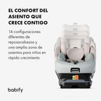 2026 Babify Onboard Silla de Coche Isofix para Bebés y Niños, 0 Meses - 12 Años, Apta Desde 40-150 cm, Ajustable 360º, Asiento Portátil y Seguro i-Size ECE R129 - Black edition