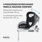 2026 Babify Onboard Silla de Coche Isofix para Bebés y Niños, 0 Meses - 12 Años, Apta Desde 40-150 cm, Ajustable 360º, Asiento Portátil y Seguro i-Size ECE R129 - Black edition