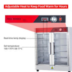 2026 Nuevo gabinete calentador de alimentos tipo hot box multifuncional de acero inoxidable con aislamiento térmico potencia 850W bandeja de agua puertas dobles transparentes diseño de 5 niveles