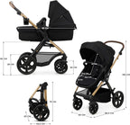 2026 Kinderkraft MOOV2 Silla de Coche 3 en 1, EVA, Mink PRO I-Size, Sistema de Viaje, Cochecito para Bebé, Silla de Paseo, Plegable, para Recién Nacido, Desde el Nacimiento hasta los 3 Años, Gris